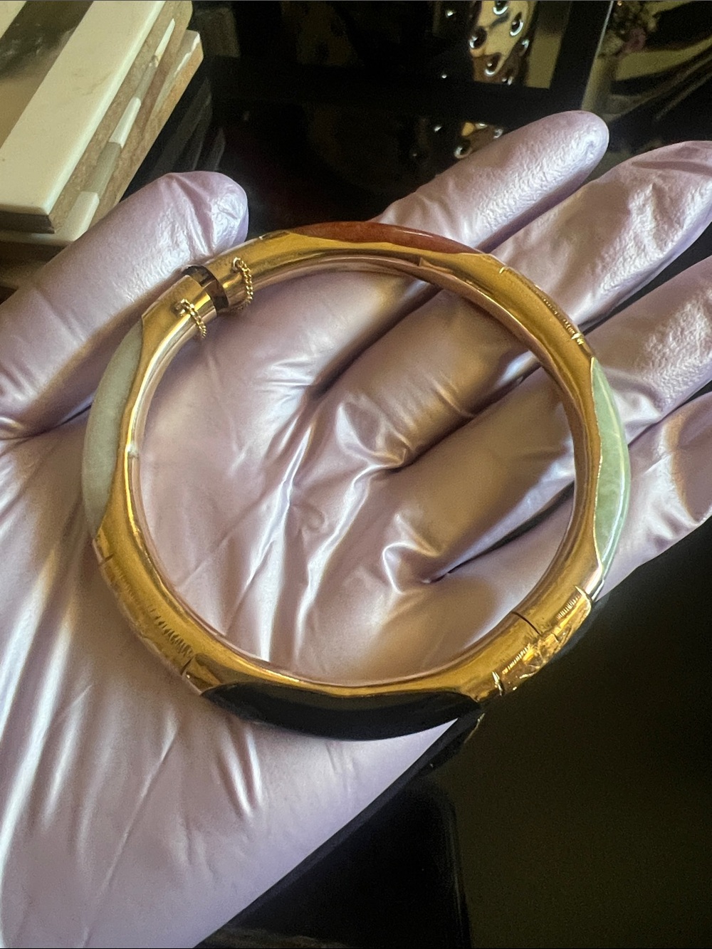 ✨Vintage 14 k Multicolor Gold Tone Bangle Bracelet - Women's Jewelry